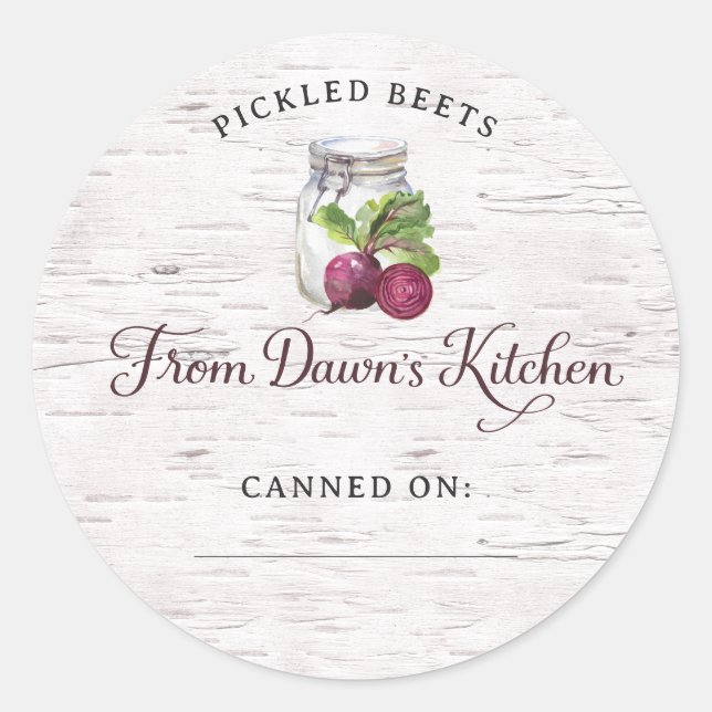 Personalized Pickled Beets Canning Stickers (Devant)