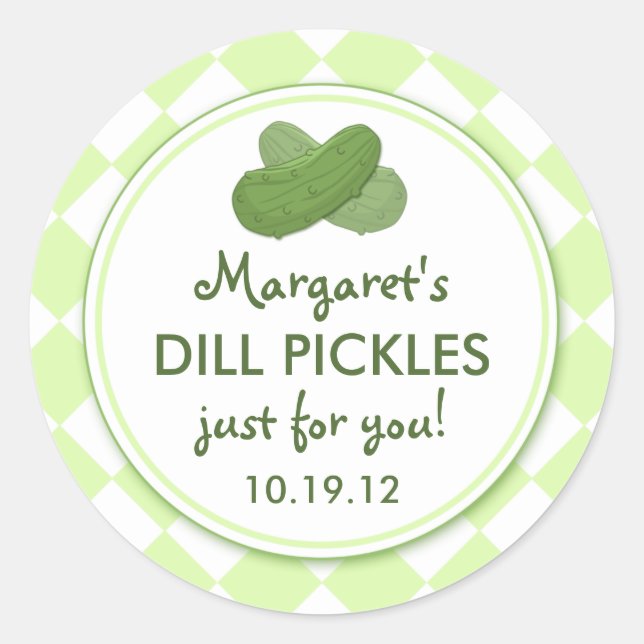 Personalized Pickles Round Canning Stickers (Front)