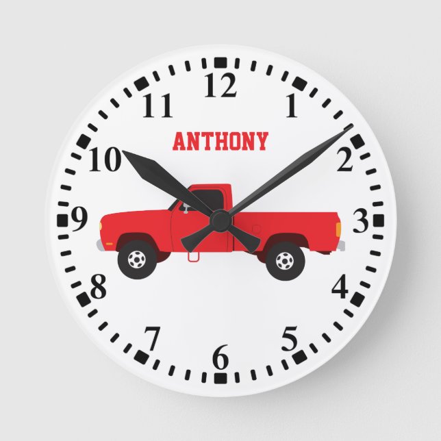 Personalized Pickup Truck Transportation Trucks Round Clock (Front)
