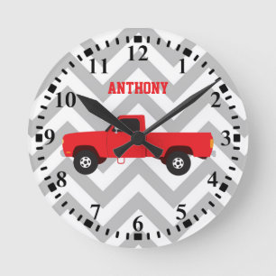 Personalized Pickup Truck Transportation Trucks Round Clock