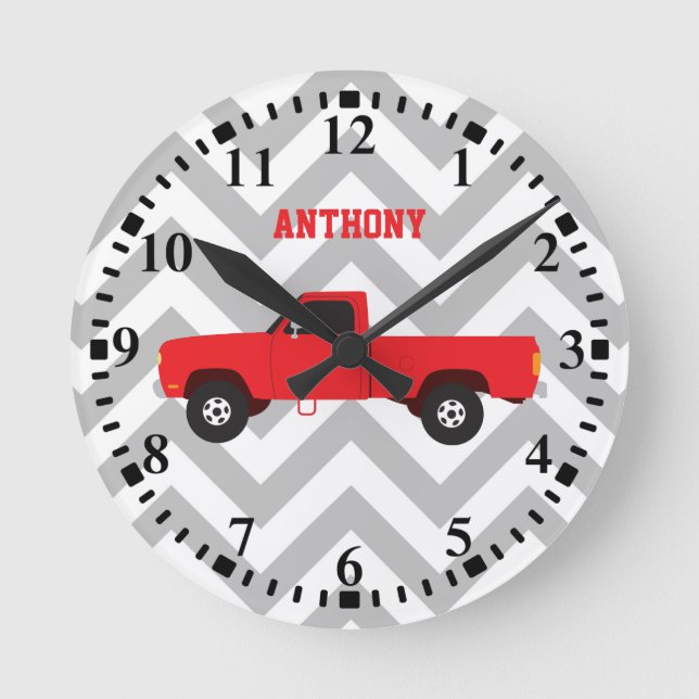 Personalized Pickup Truck Transportation Trucks Round Clock (Front)