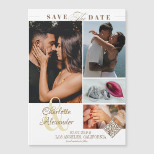 Personalized Picture 4 Photo Collage Save the Date Magnetic Invitation