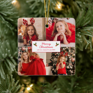 Personalized Picture Collage 8 Photo Christmas Ceramic Ornament