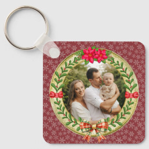 Personalized Picture Frame and Christmas Wreath  Keychain