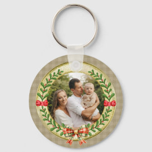 Personalized Picture Frame and Christmas Wreath  Keychain