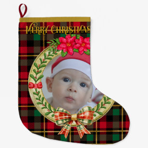 Personalized Picture Frame and Christmas Wreath  Large Christmas Stocking