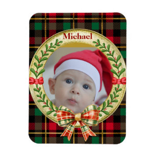 Personalized Picture Frame and Christmas Wreath  Magnet