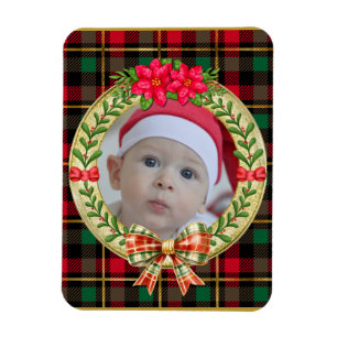 Personalized Picture Frame and Christmas Wreath  Magnet
