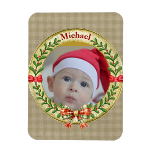 Personalized Picture Frame and Christmas Wreath Magnet