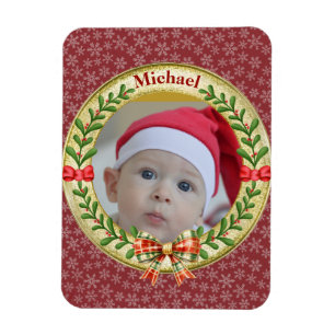 Personalized Picture Frame and Christmas Wreath  Magnet