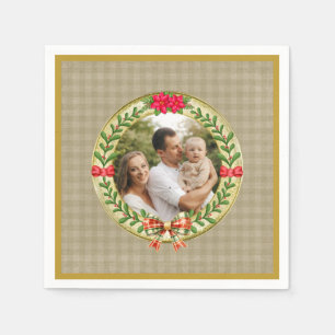 Personalized Picture Frame and Christmas Wreath  N Napkin