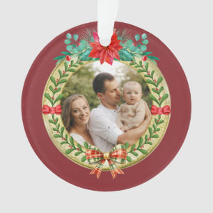 Personalized Picture Frame and Christmas Wreath  Ornament