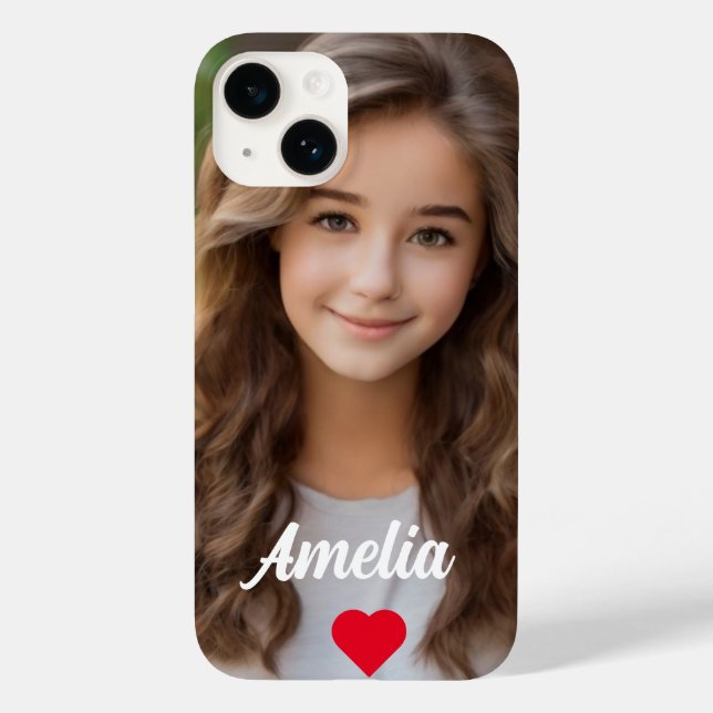 Personalized picture modern script Name love  Case-Mate iPhone Case (Back)