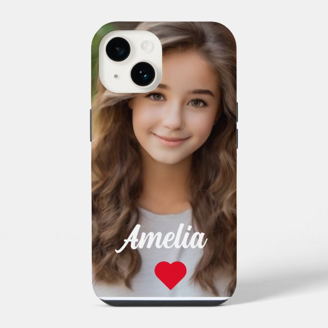 Personalized picture modern script Name love  iPhone Case (Back)
