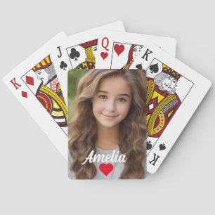 Personalized picture modern script Name love Playing Cards