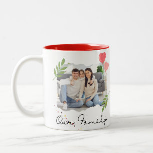 Personalized Picture Template Elegant Script red Two-Tone Coffee Mug