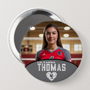 Personalized Picture Volleyball Player Name Number 4 Inch Round Button