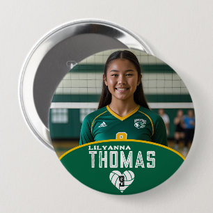 Personalized Picture Volleyball Player Name Number 4 Inch Round Button