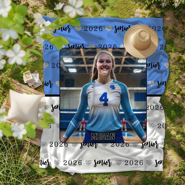 Personalized Picture Volleyball Senior Gift Fleece Blanket (Creator Uploaded)