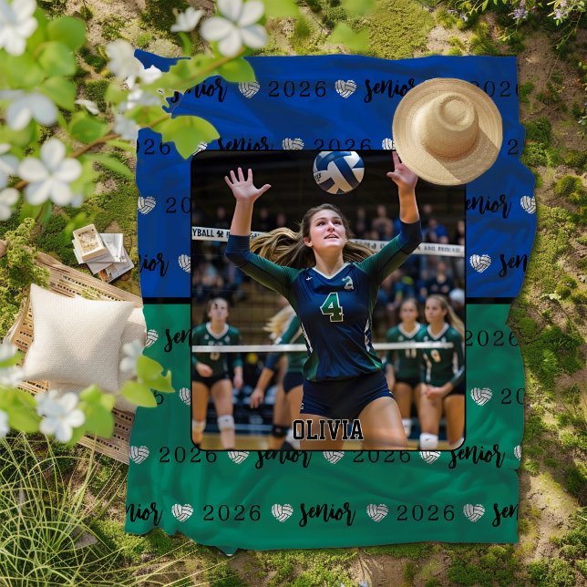 Personalized Picture Volleyball Senior Gift Fleece Blanket (Creator Uploaded)