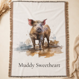 Personalized Pig Country Farmhouse Welcome Throw Blanket