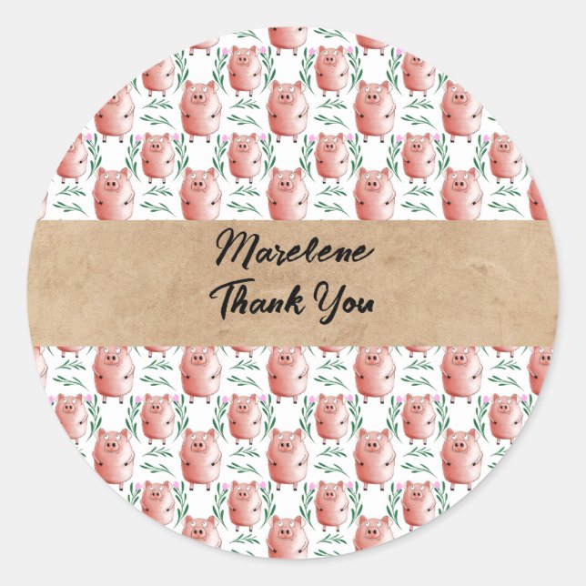 Personalized Pig Sticker – Cute Custom Farm Animal (Devant)