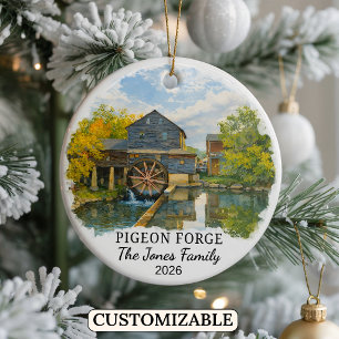 Personalized Pigeon Forge Ornament, Tennessee Ceramic Ornament
