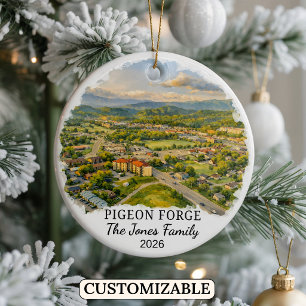 Personalized Pigeon Forge Ornament, Tennessee Ceramic Ornament