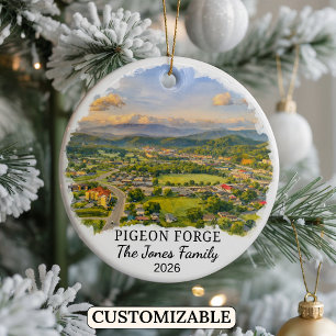 Personalized Pigeon Forge Ornament, Tennessee Ceramic Ornament
