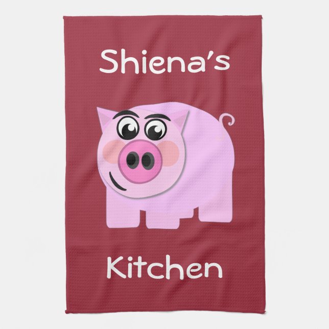 Personalized Piggy Kitchen Towel (Vertical)