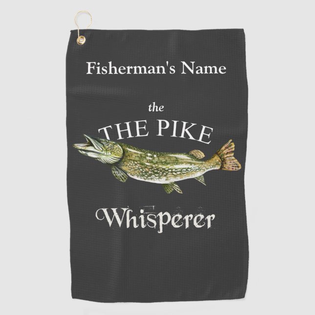 Personalized Pike Whisperer Dark Fishing Towel (Front)