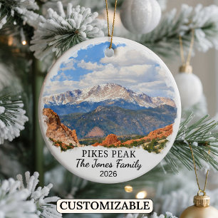Personalized Pikes Peak Ornament, Custom Colorado Ceramic Ornament