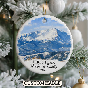 Personalized Pikes Peak Ornament, Custom Colorado Ceramic Ornament