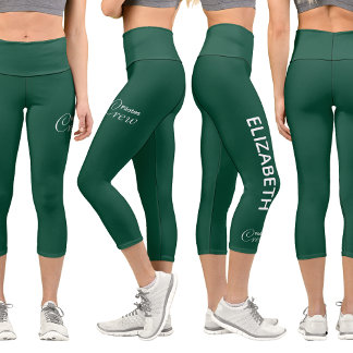 Personalized Pilates Crew Reformer / Mat Green Capri Leggings