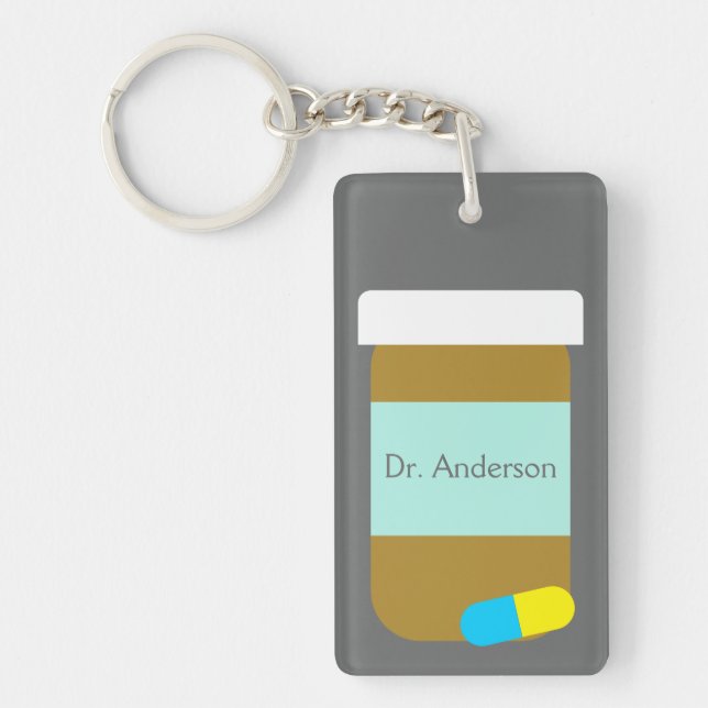 Personalized Pill Bottle Pharmacist Keychain (Front)
