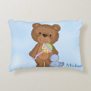 Personalized Pillow Baby Boy Teddy Bear