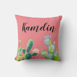 Personalized Pillow Bohemian Cactus Succulents Des