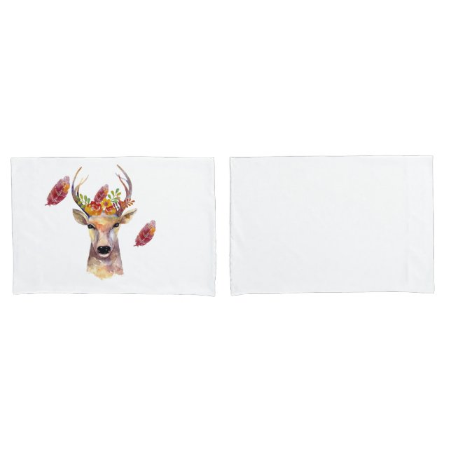 Personalized Pillow Cases boho deer Buck head Brow (Front-Set)