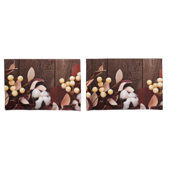 Personalized Pillow Cases Cotton Branch on Dark Wo (Front-Set)