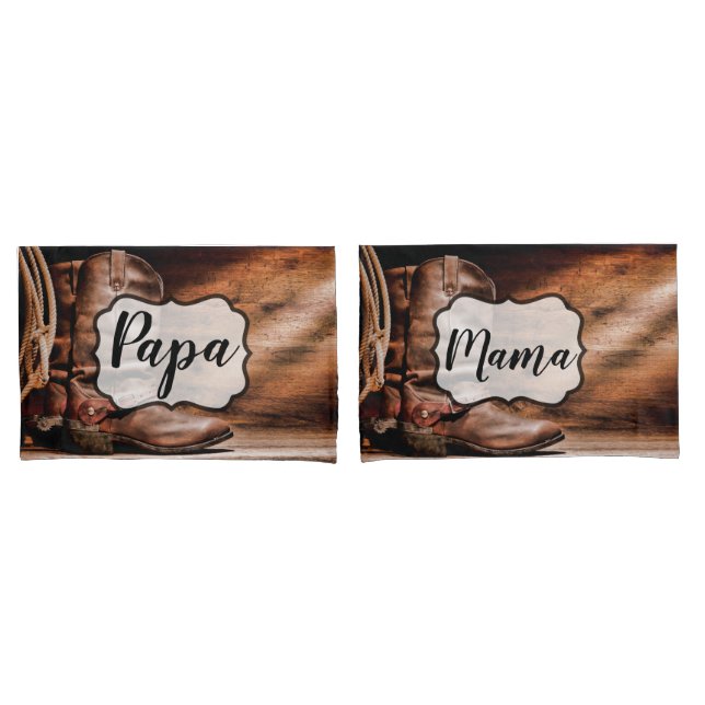 Personalized Pillow Cases Cowboy Boots Barn Wood R (Front-Set)