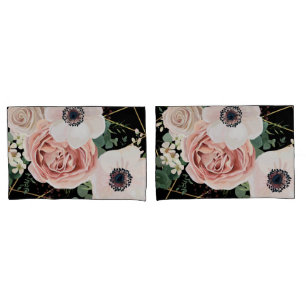 Personalized Pillow Cases Geometric Garden Black