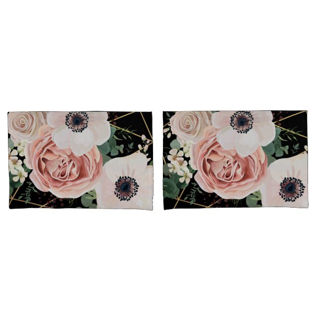 Personalized Pillow Cases Geometric Garden Black (Front-Set)