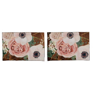 Personalized Pillow Cases Geometric Garden Rose