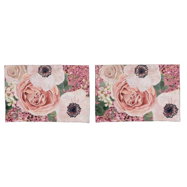 Personalized Pillow Cases Geometric Garden Rose (Front-Set)