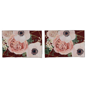 Personalized Pillow Cases Geometric Garden Wine