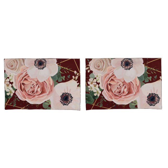 Personalized Pillow Cases Geometric Garden Wine (Front-Set)