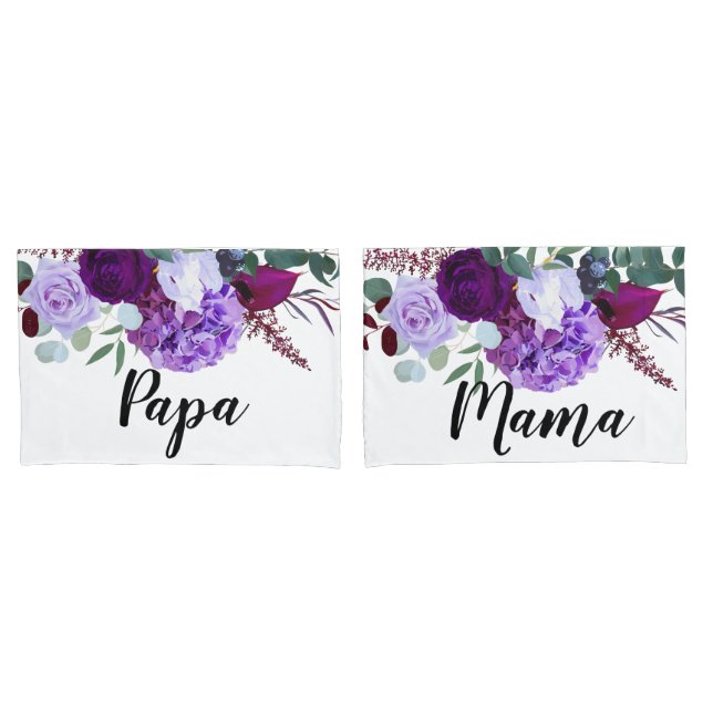 Personalized Pillow Cases Lavender Hibiscus on Whi (Front-Set)