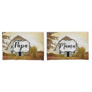 Personalized Pillow Cases Sunset Barn Country Rust