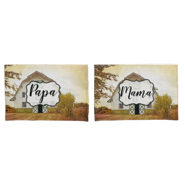 Personalized Pillow Cases Sunset Barn Country Rust (Front-Set)