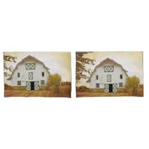 Personalized Pillow Cases Sunset Barn Country Rust